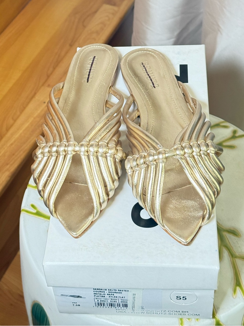 SCHUTZ Rose Gold Braided Pointed-Toe Slide Mules - Picture 16 of 16